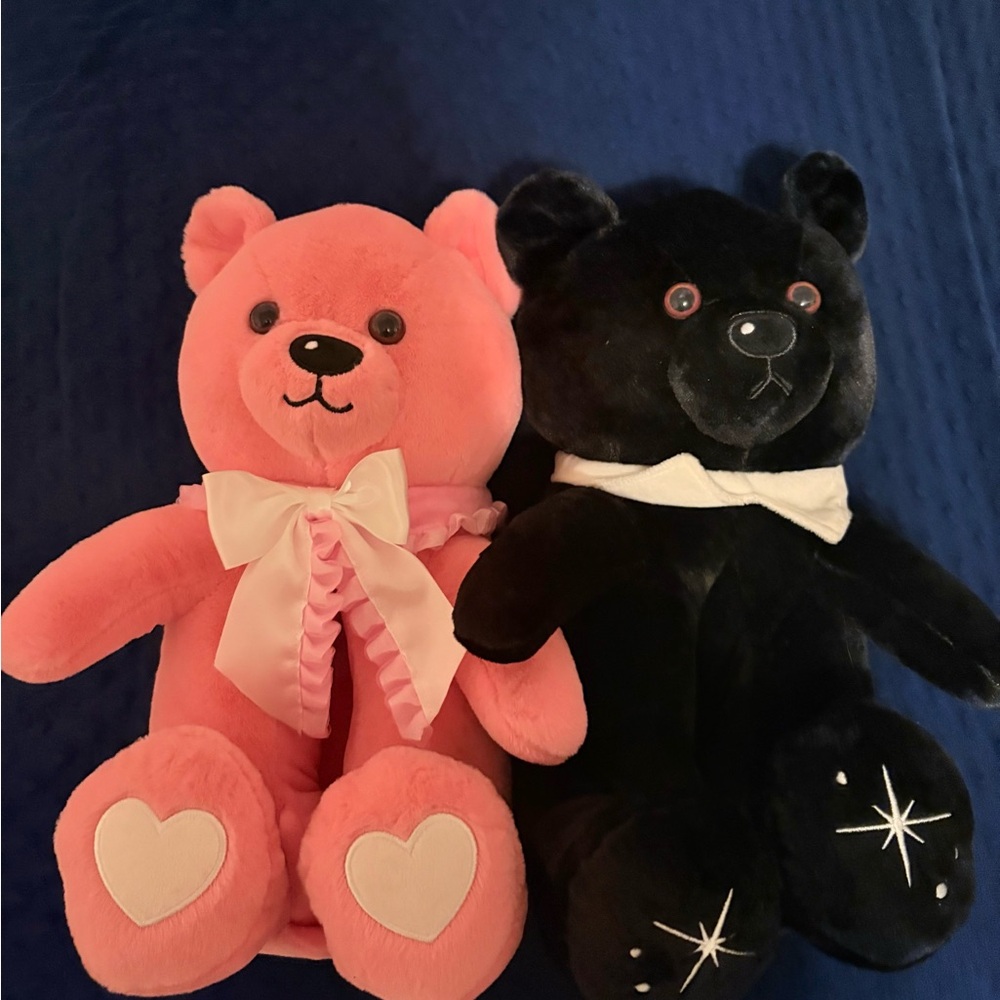 Dolls Kill Pink and Black Teddy Bear Slippers